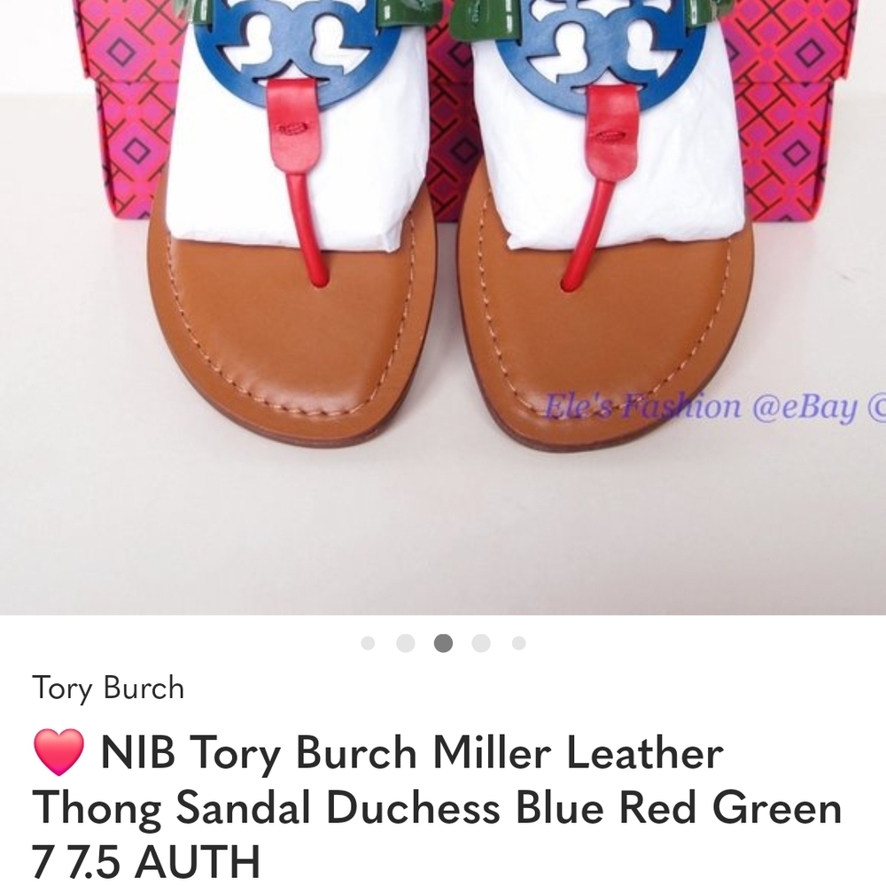 Tory Burch Brown Sandals with Blue and Green Accents - Picture 7 of 7